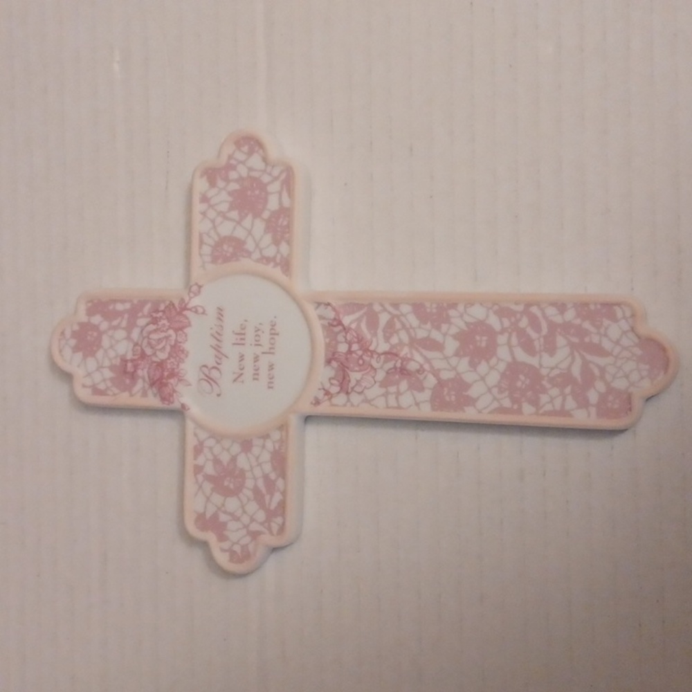 4/$80 Baptism Ceramic Cross - Wall Mounted (Vintage)
